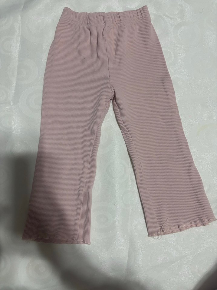 Pembe Keten Pliseli Kız Tayt - Görsel 2