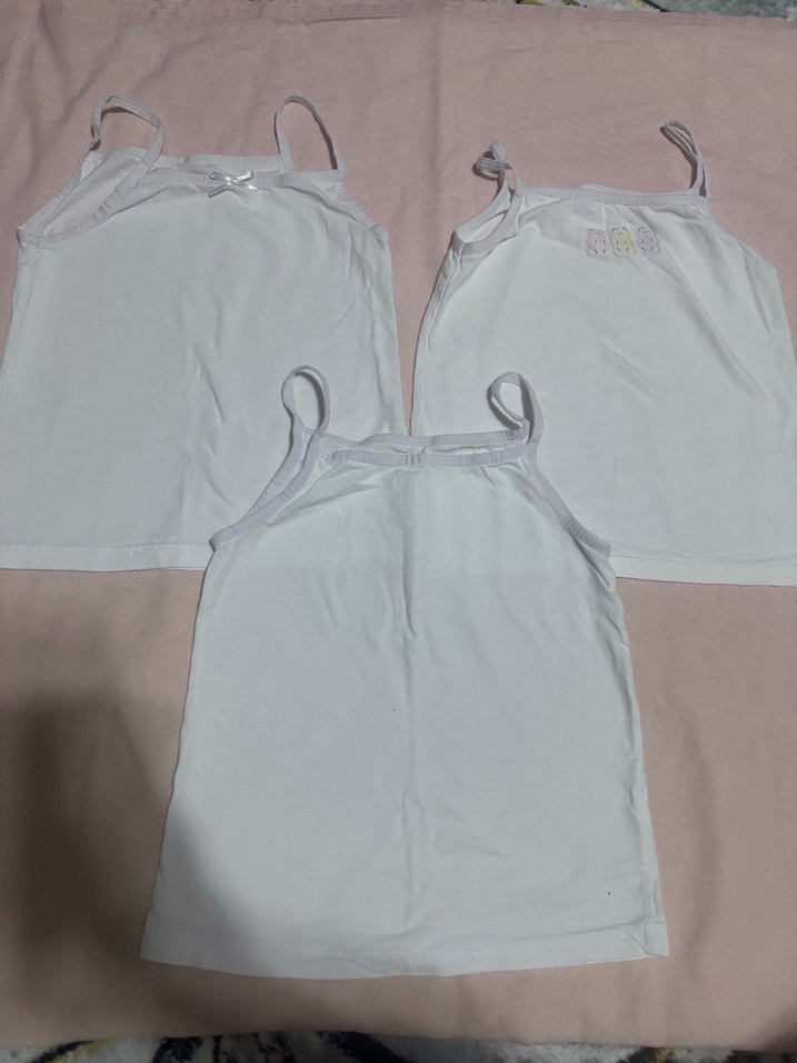 Beyaz Kız Çocuk Atlet Üçlü Set - Görsel 2