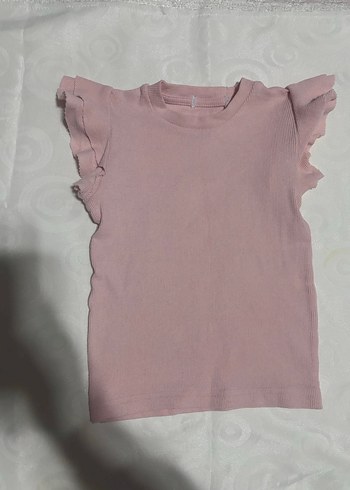 Kız Çocuk Pembe Fırfırlı Kısa Kollu Tişört - Görsel 2