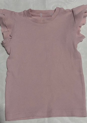 Kız Çocuk Pembe Fırfırlı Kısa Kollu Tişört - Görsel 2