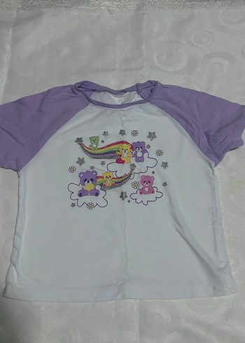 Kız Çocuk Lila Kısa Kollu Baskılı Tişört - Görsel 2