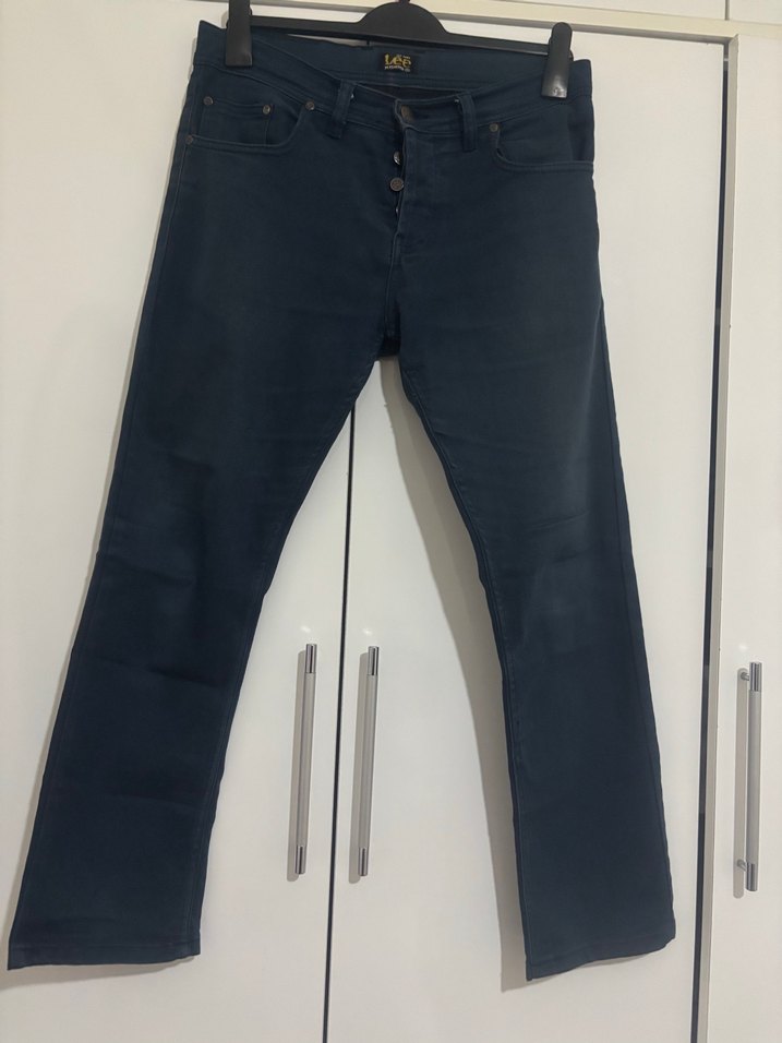 Erkek Lacivert Düğmeli Kot Pantolon - Görsel 2