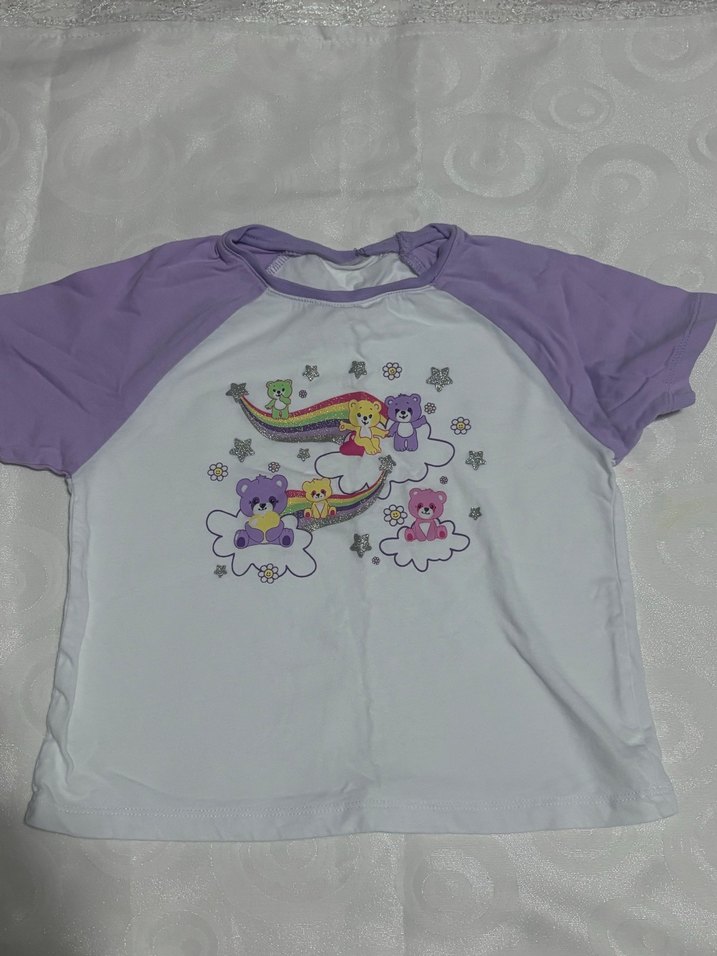 Baskılı Mor Kız Çocuk Kısa Kollu Tişört - Görsel 2