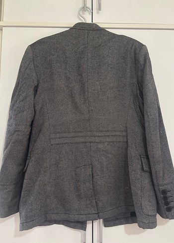 Düğmeli Gri Yün Midi Erkek Ceket - Görsel 2