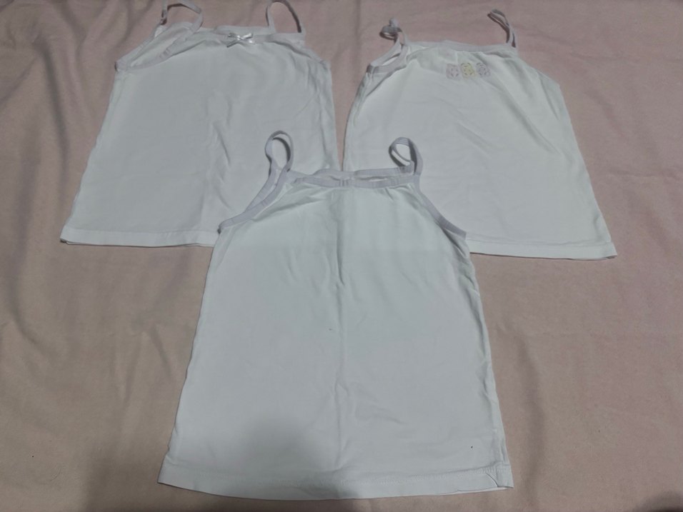 Beyaz Kız Çocuk Atlet 3'lü Set - Görsel 2