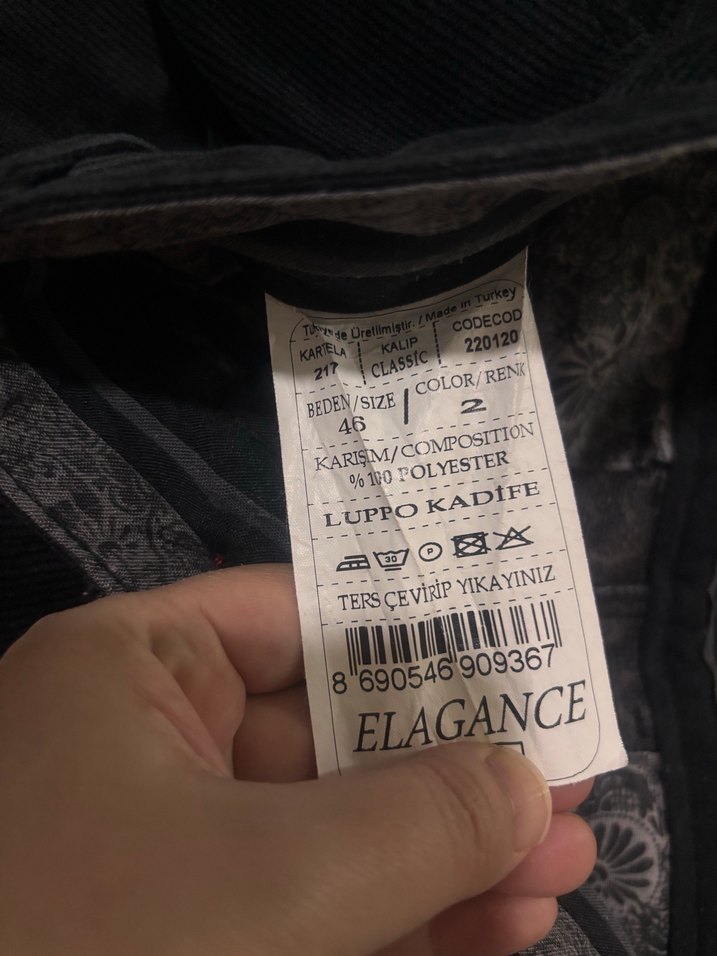 Siyah kadife Erkek Pantolon - Görsel 3