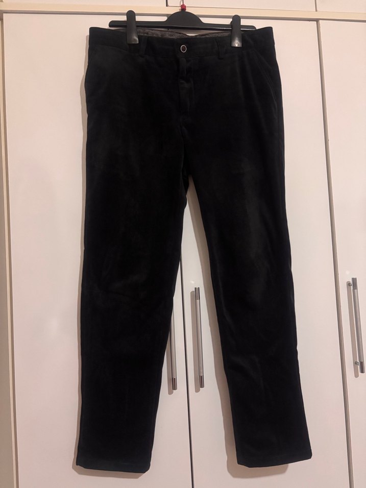 Siyah kadife Erkek Normal Boy Pantolon - Görsel 2