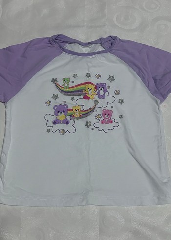 Kız Çocuk Lila Kısa Kollu Baskılı Tişört - Görsel 2