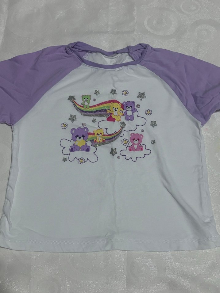 Kız Çocuk Lila Kısa Kollu Baskılı Tişört - Görsel 2