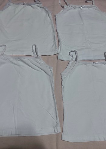 Beyaz Kız Çocuk İp Askılı Atlet 4'lü Set - Görsel 2