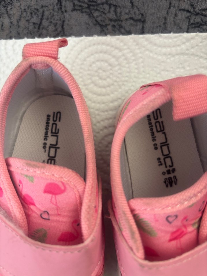 Kız Çocuk Pembe Desenli Cırt Cırtlı Spor Ayakkabı - Görsel 2