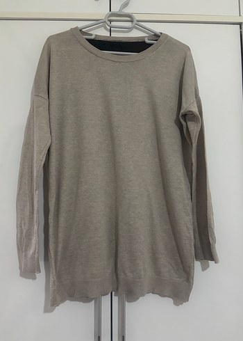 Bej Uzun Kollu Rahat Kesim Kadın Kazak - Görsel 2