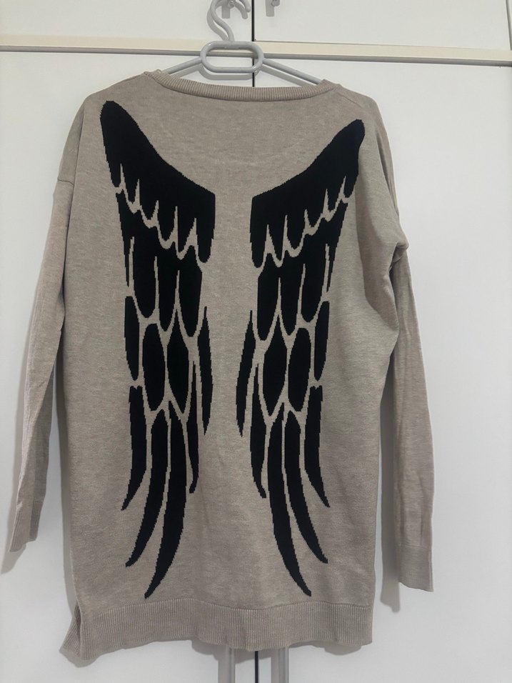 Bej Uzun Kollu Rahat Kesim Kadın Kazak - Görsel 3