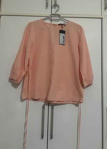 Pembe Beli Bağlamalı Uzun Kollu Bluz - Görsel 2