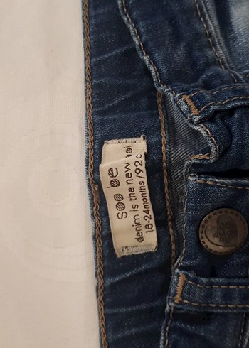 18-24 Ay Beden Kız Çocuk Renkli Baskılı Denim Pantolon