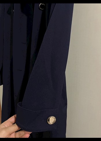 Armine Lacivert Trençkot - Görsel 5