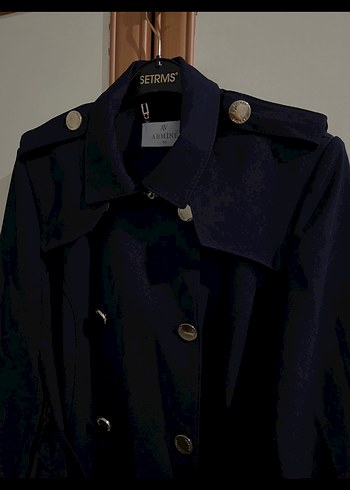 Armine Lacivert Trençkot - Görsel 6