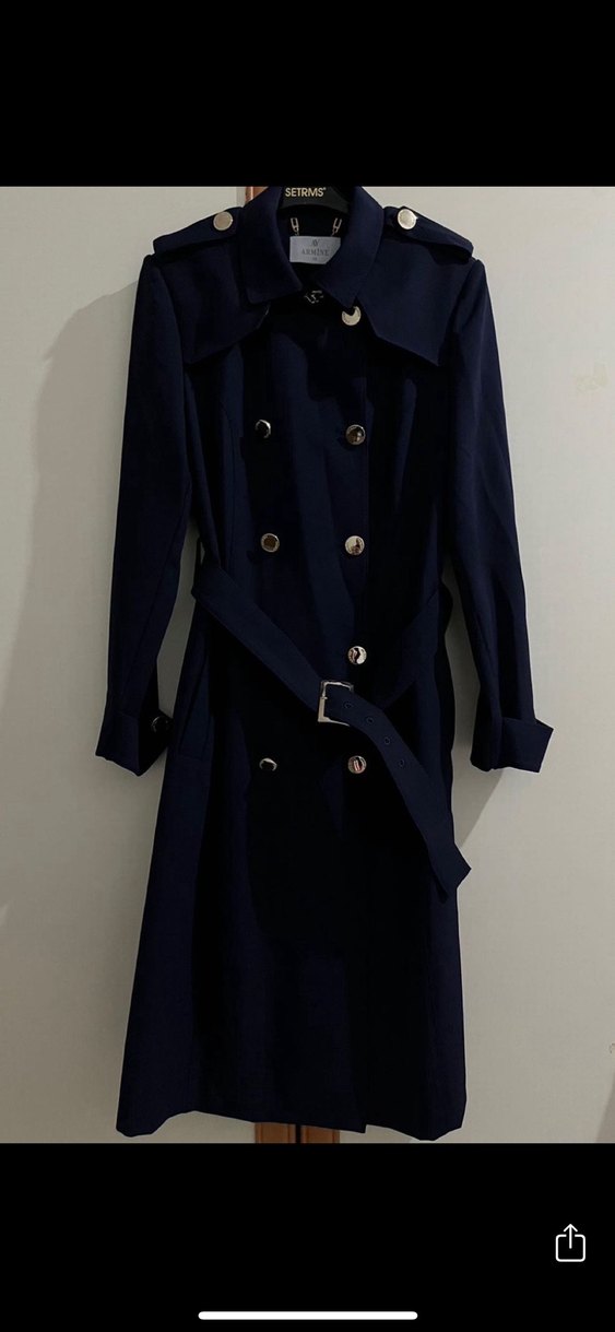 Armine Lacivert Trençkot - Görsel 3