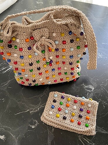 El yapımı çanta cüzdan takımı
