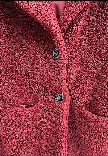 s Beden bordo Renk Peluş mont