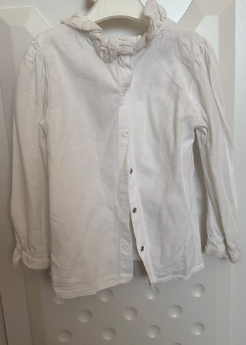 Kız Çocuk Beyaz pamuklu Fırfırlı Gömlek - Görsel 4