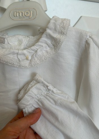 Kız Çocuk Beyaz pamuklu Fırfırlı Gömlek - Görsel 3