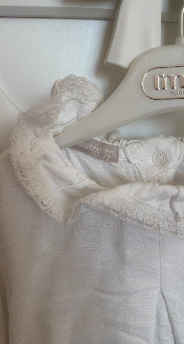 Kız Çocuk Beyaz pamuklu Fırfırlı Gömlek - Görsel 2