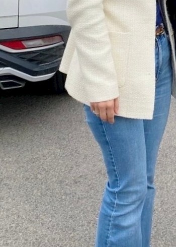 AdL Kemik renk Düğmeli Midi Kadın Ceket adil Işık - Görsel 5