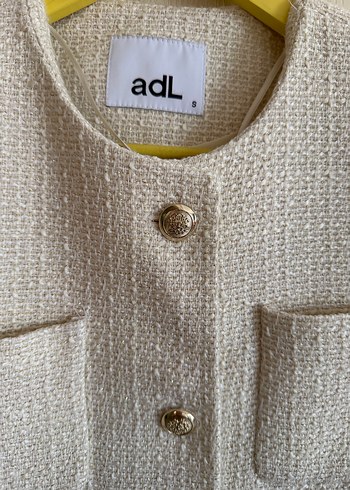 AdL Kemik renk Düğmeli Midi Kadın Ceket adil Işık - Görsel 2