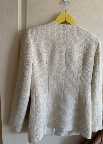 AdL Kemik renk Düğmeli Midi Kadın Ceket adil Işık - Görsel 3