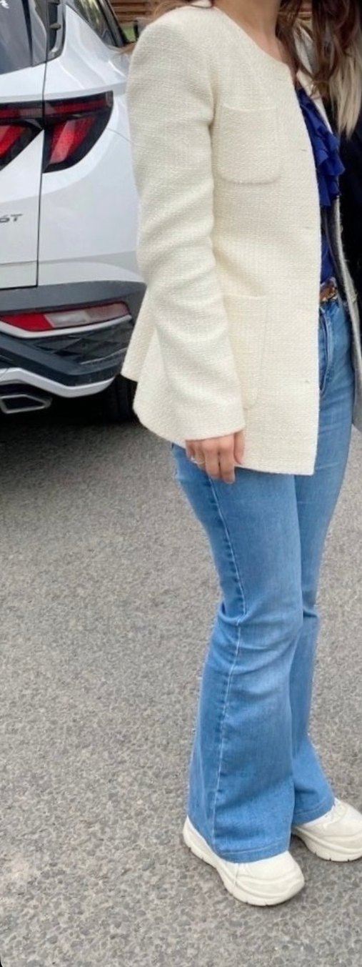 AdL Kemik renk Düğmeli Midi Kadın Ceket adil Işık - Görsel 5