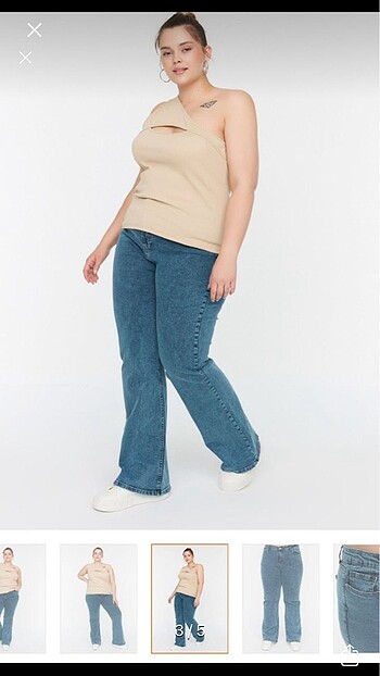 50 Beden Trendyol curve yüksek bel flare fit jeans