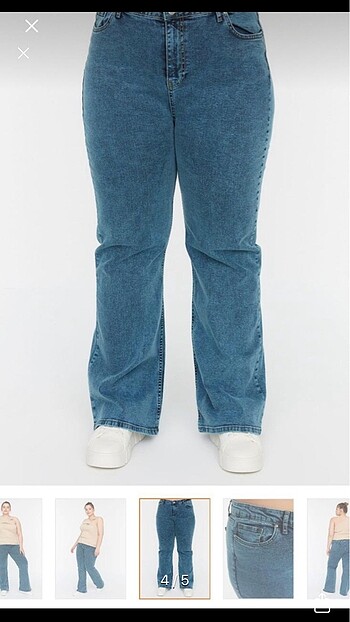 50 Beden mavi Renk Trendyol curve yüksek bel flare fit jeans