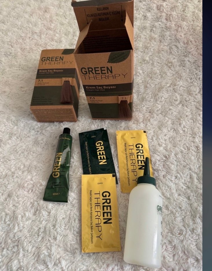 Green Therapy Krem Saç Boyası 7.1 Küllü Kumral - Görsel 3