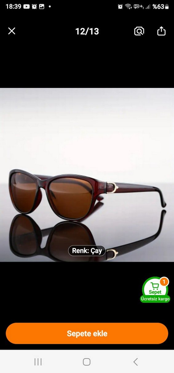 Klasik Kahverengi Şeffaf Kadın Güneş Gözlüğü - Görsel 3