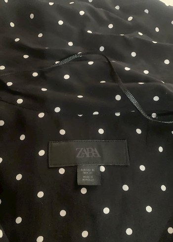 Zara Siyah Beyaz Puantiyeli Sifon Elbise