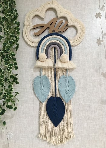 Çok Renkli Bulut ve gökkuşağı makrome Duvar Süsü - Görsel 2