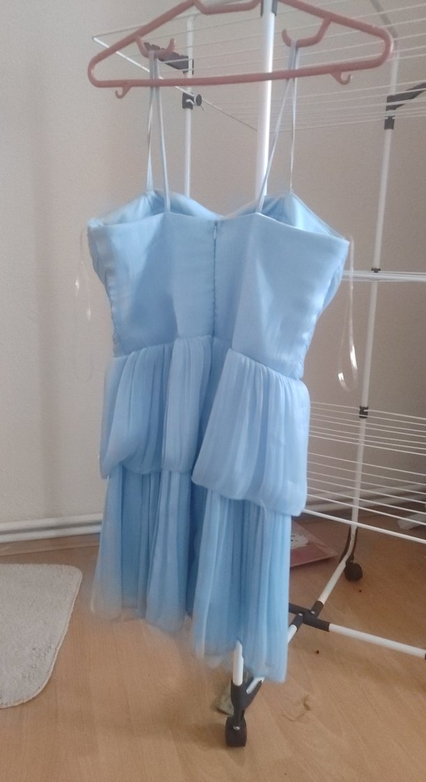 Mavi Drapeli Mini Abiye Elbise - Görsel 2