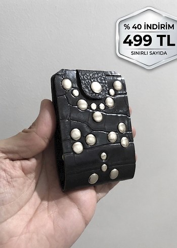 Diğer Ozel Yapim Timsah Derisi Desenli Gotik Mini Kartlik