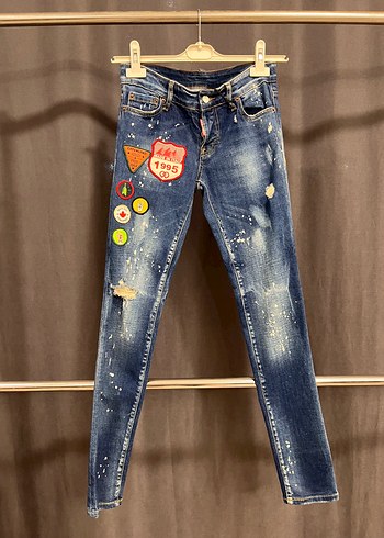 DSquared2 Renkli Yama Detayli Dar Kesim Denim Jean