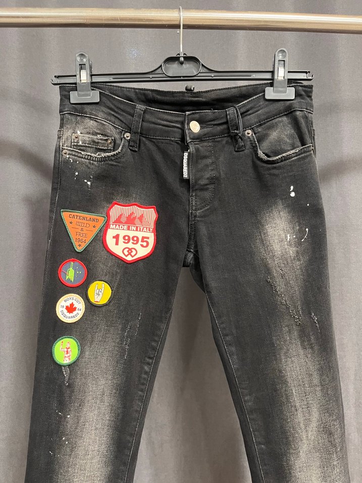 Siyah Dar Kesim Denim Jean  Vintage Dokunuşlu — görsel 2/3