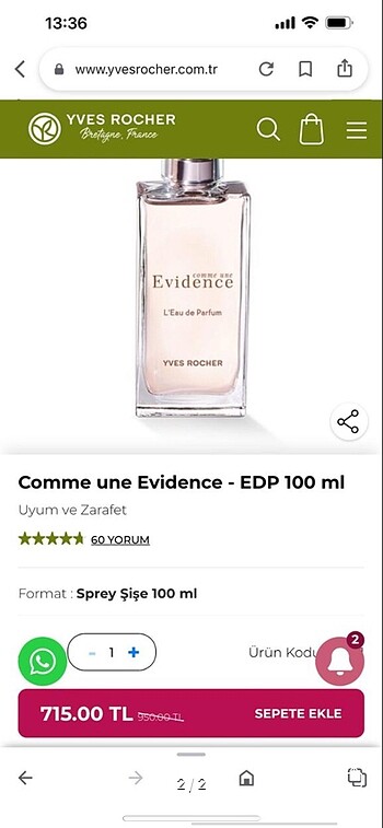 Yves Rocher Evidence Parfüm