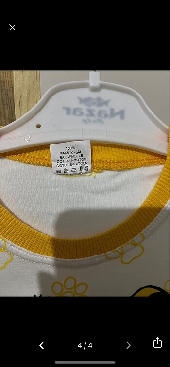 6 Yaş Beden beyaz Renk Sıfır pijama takımı