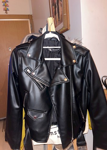 Siyah Deri Biker Ceket - Görsel 2