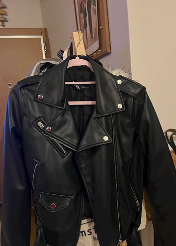 Siyah Deri Biker Ceket - Görsel 3