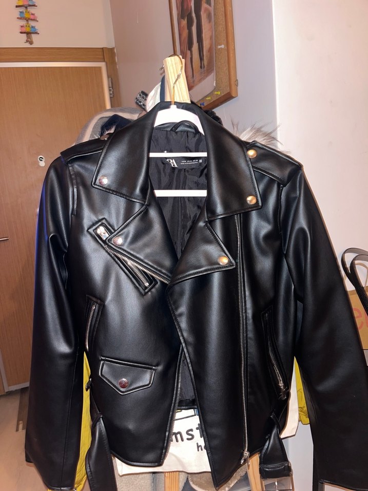 Siyah Deri Biker Ceket - Görsel 2