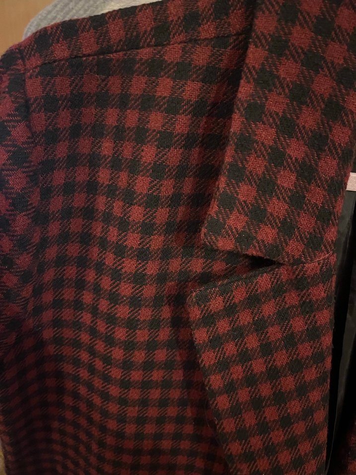 Bordo Ekose Desenli Kadın Blazer Ceket - Görsel 3