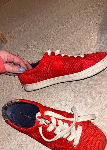 Kırmızı Kadın Spor Ayakkabı Velcro Detaylı - Görsel 4