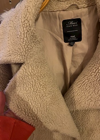 Peluş Detaylı Bej Midi Kadın Kaban - Görsel 5