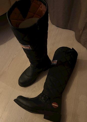 Kadın Siyah Deri Biker Dizüstü Çizme - Görsel 2